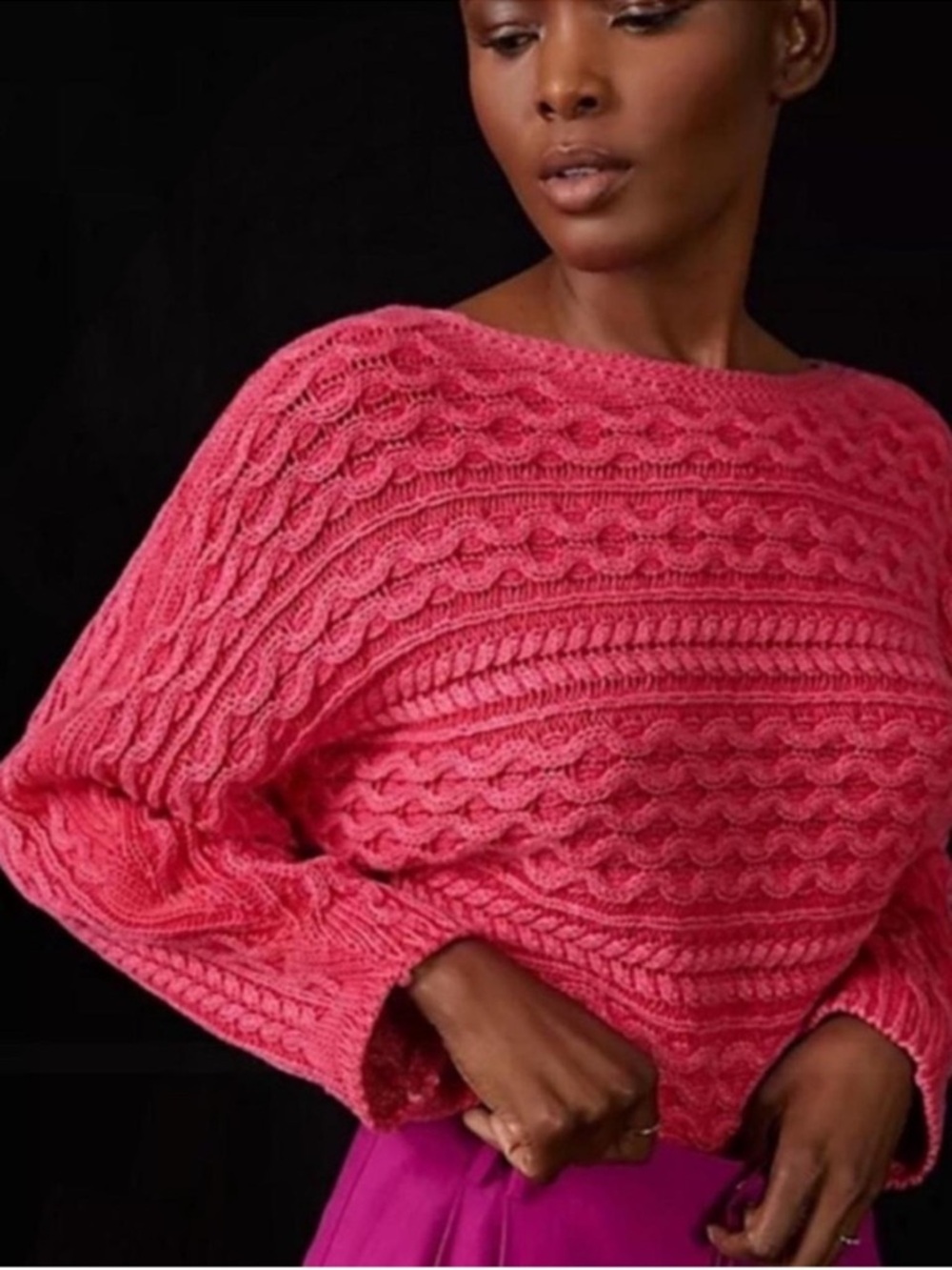 PILCRO Anthropologie Fisherman Cable Knit Cropped Sweater, BNWT 100% Cotton, Med